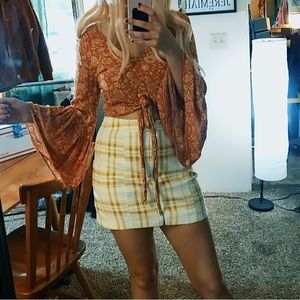 Plaid white yellow skirt